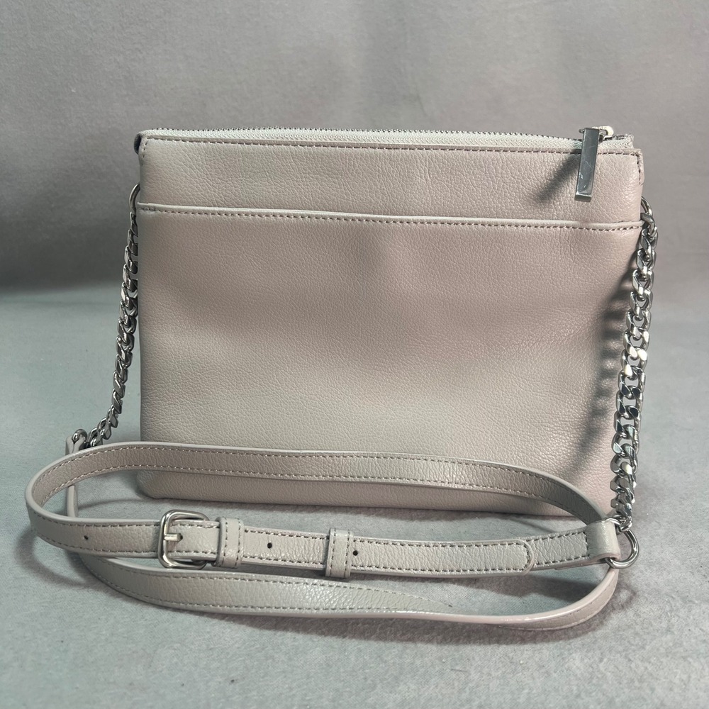 Halogen Crossbody Bag Gray Leather Chain Strap Minimalist Small